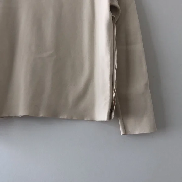 New Emporio Armani crew neck snap open side cropped cashmere blend sweater